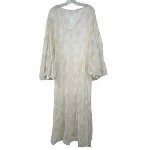 Julie Miles sheer studded sunburst kaftan coverup.